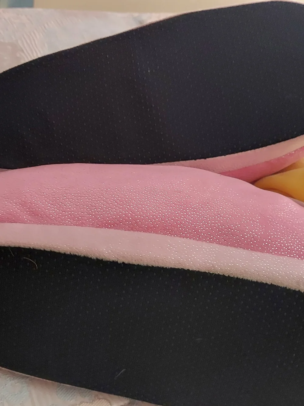 Girls Plush Character Slippers in Pink and Yellow